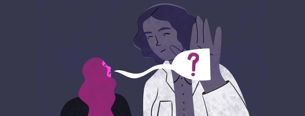 A patient asking a question to a dismissive doctor